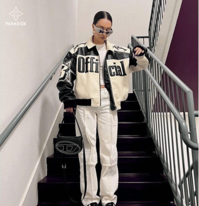 Phối đồ với áo khoác bomber cho nữ - áo thun