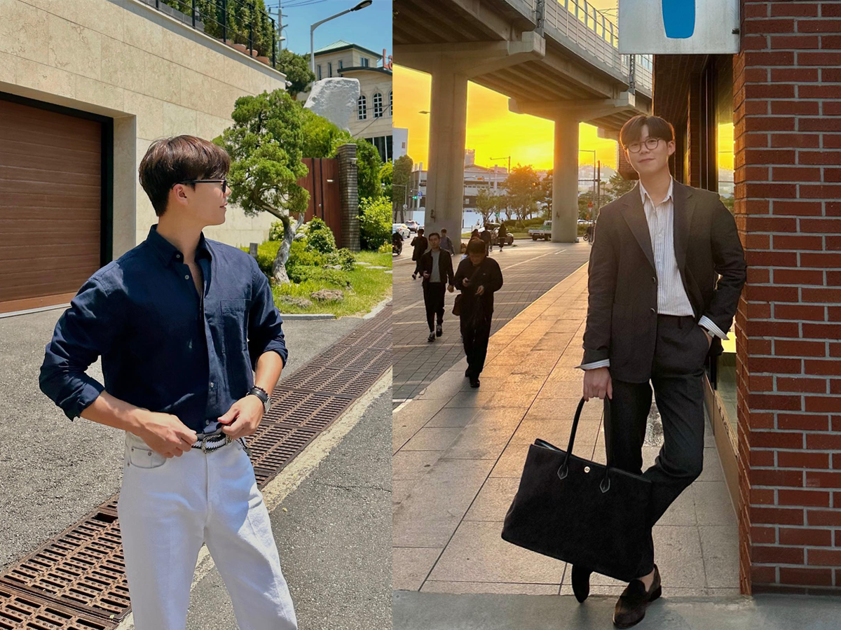 Áo sơ mi xanh kết hợp blazer tạo vẻ ngoài chuyên nghiệp