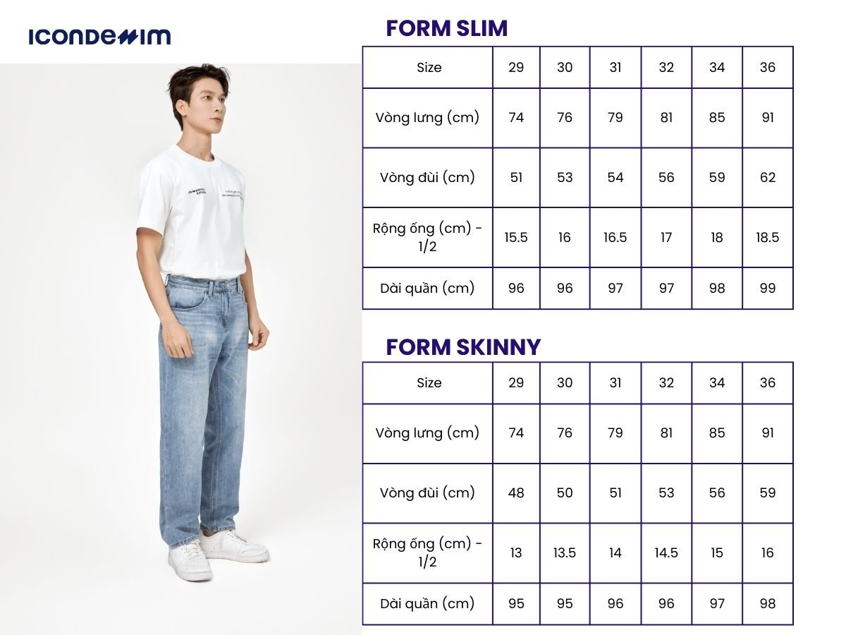 Size quần jean chuẩn form dáng nam giới Việt Nam
