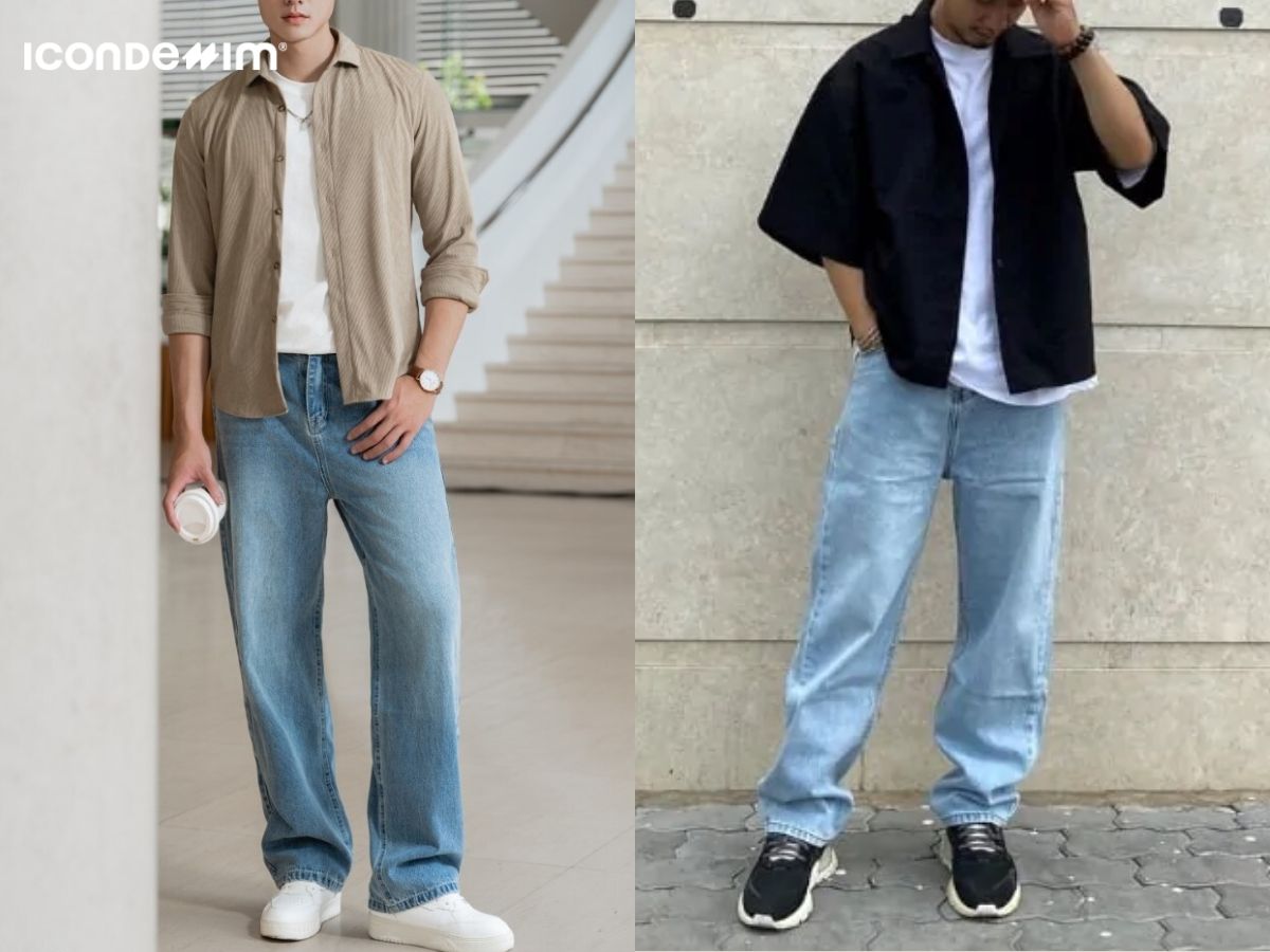 Quần jean phối với sơ mi khoác ngoài cá tính