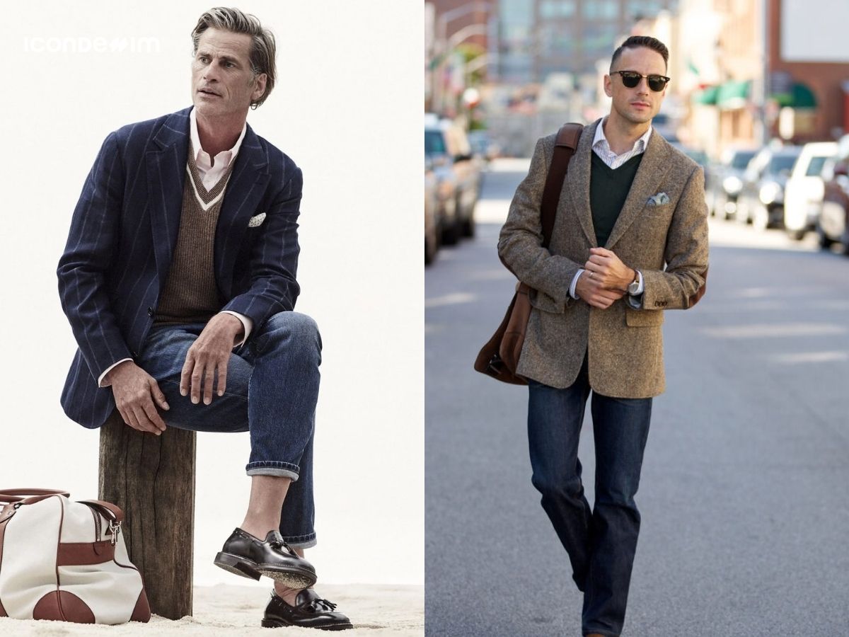 Phối áo blazer và quần jeans - American Prep