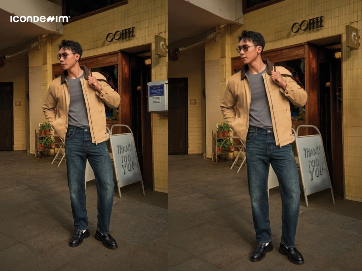 Áo bò phối cùng quần jean nam ôm