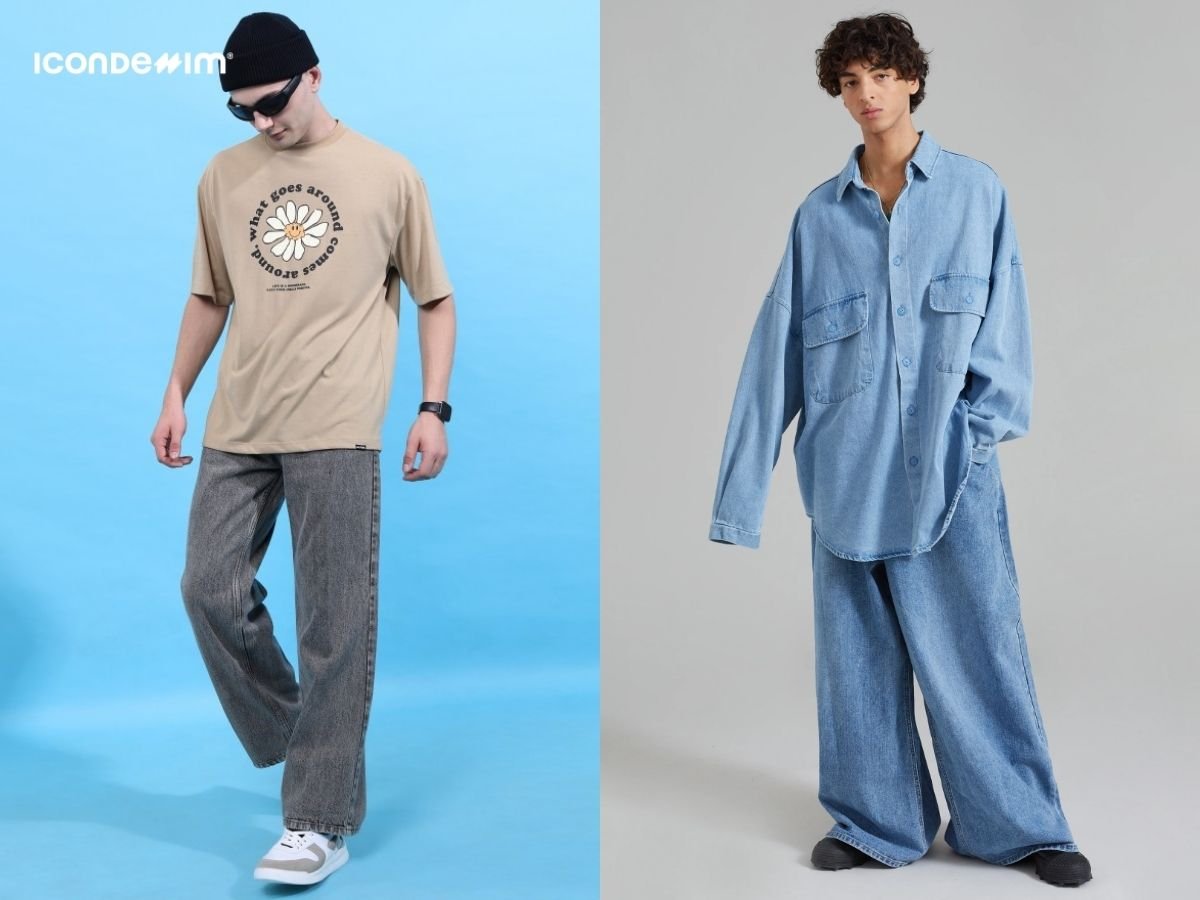 Mix áo dáng rộng với quần jean