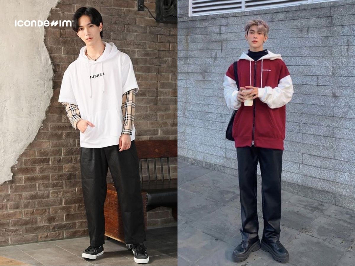 Phối áo hoodie ráp tay với quần ống rộng