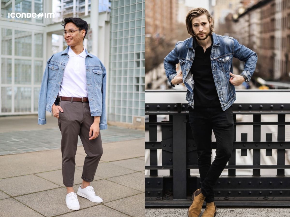 Áo khoác jeans mix áo polo