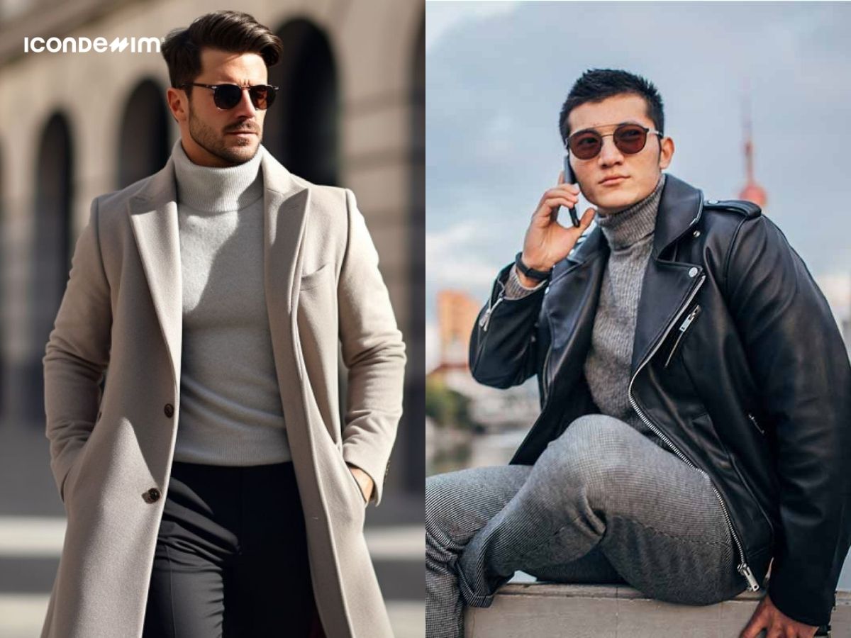 Kết hợp áo len cổ cao, áo khoác