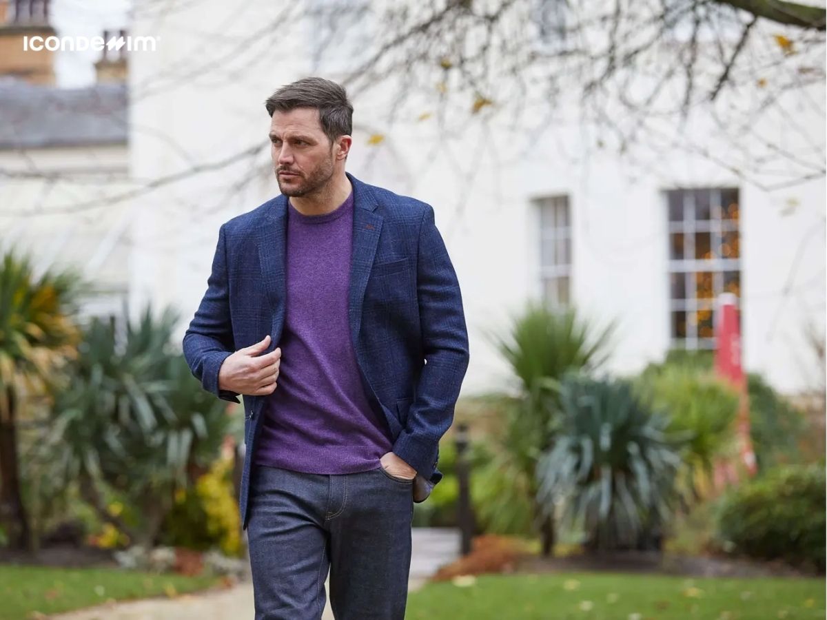 Phối đồ với áo len cổ tròn nam