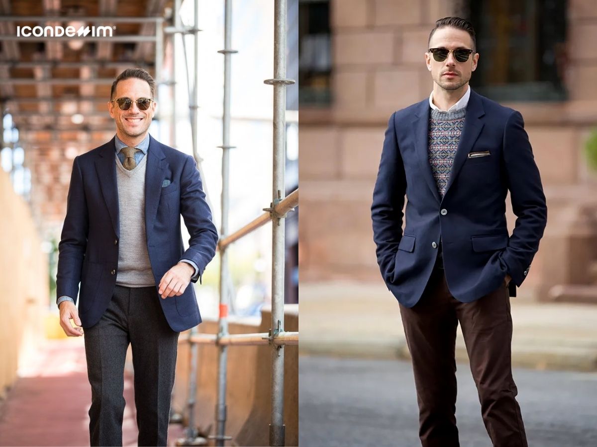 Mix áo len phối cùng sơ mi và blazer phong cách Dark Academia