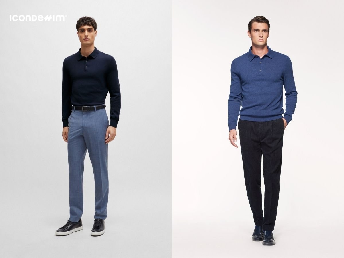 Phối đồ với áo len polo tay dài