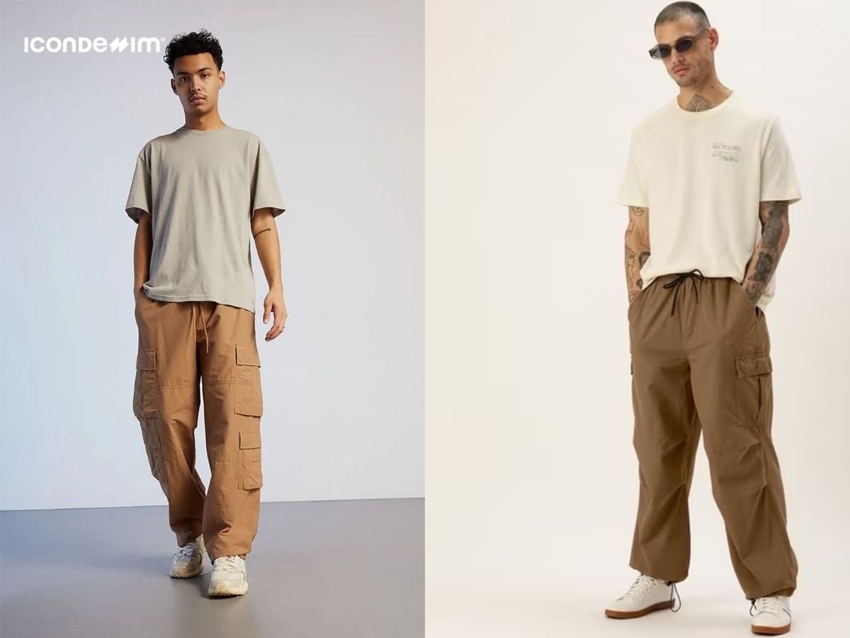 Phối đồ áo phông và quần kaki thụng cho nam đùi to
