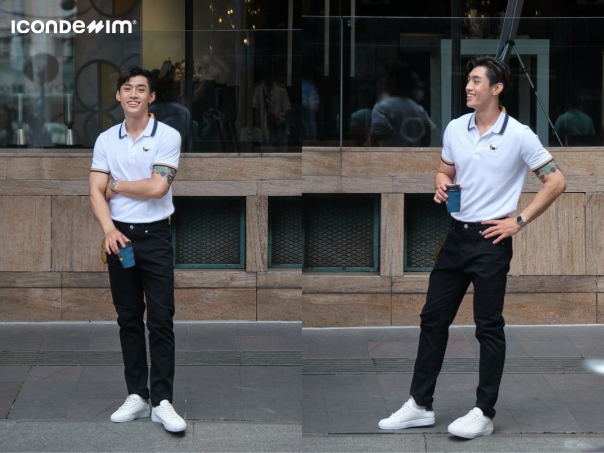 Áo polo thanh lịch và quần kaki trẻ trung