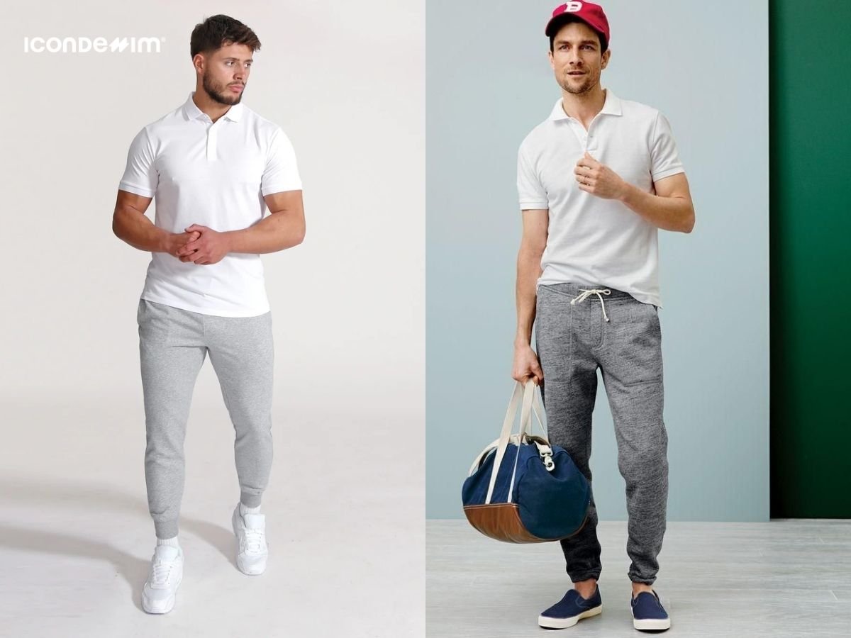 Áo polo trắng mix cùng quần Jogger