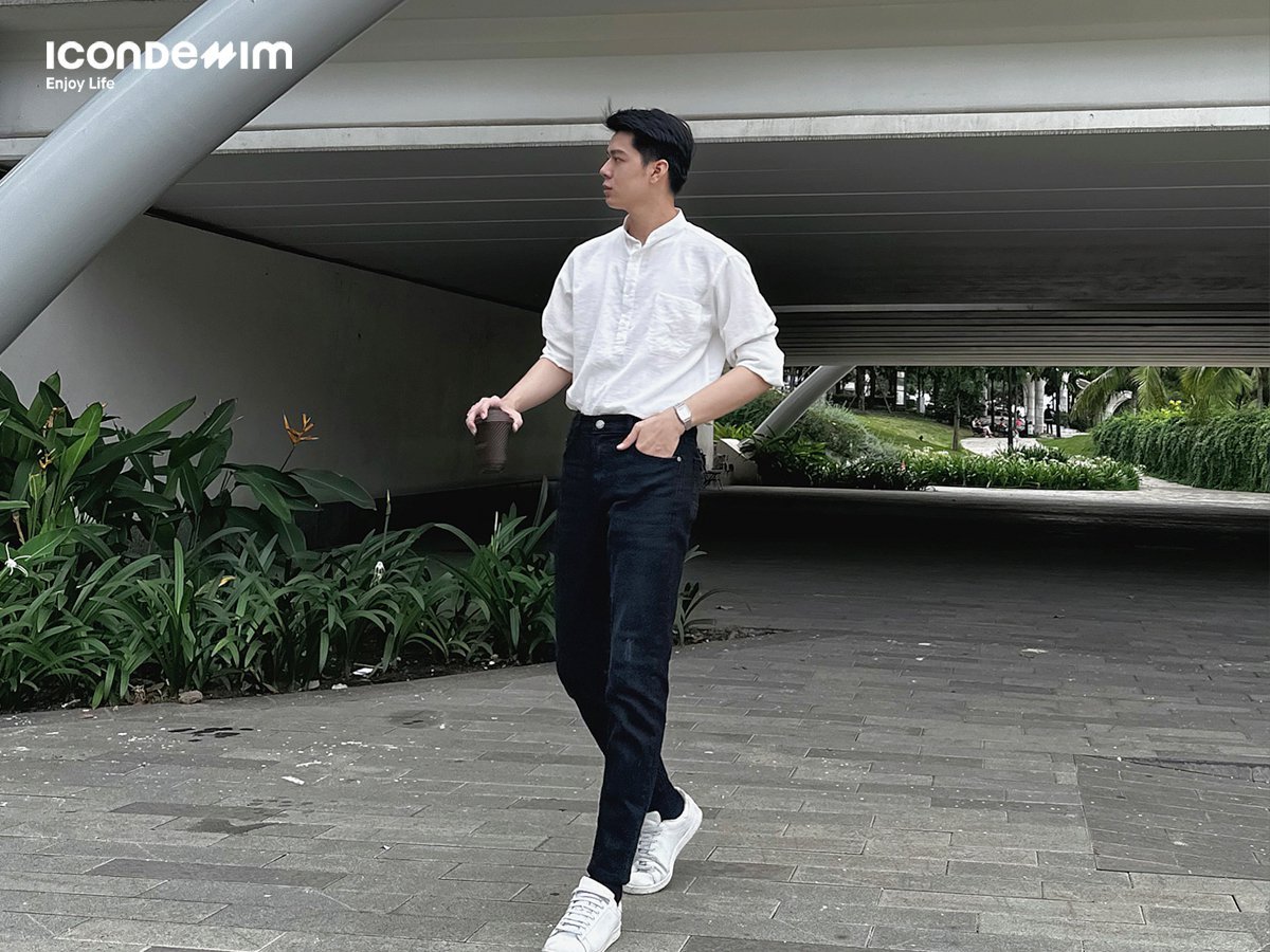 Áo sơ mi cổ tàu trẻ trung, sành điệu