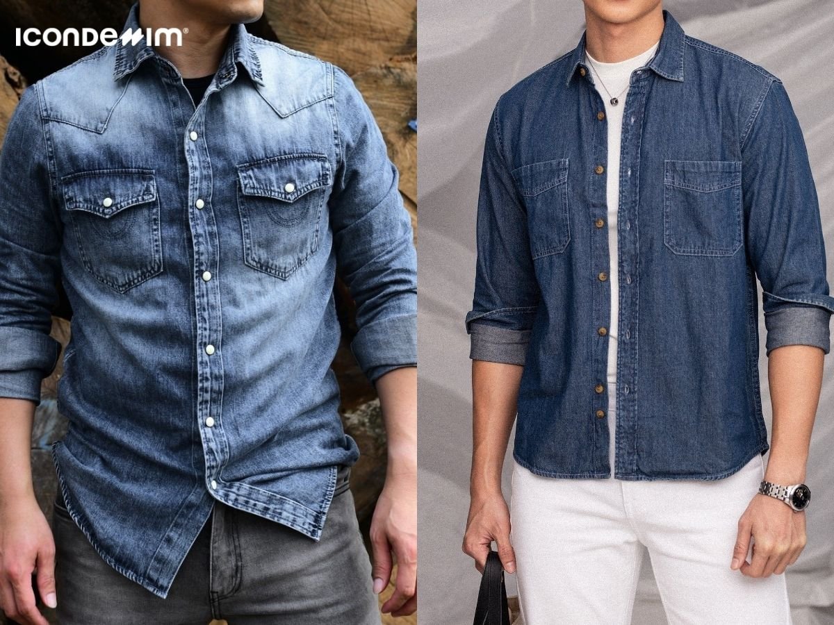 Áo sơ mi denim nam bụi bặm cá tính