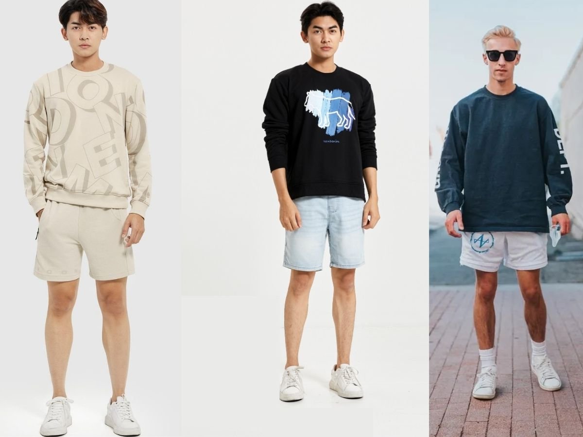 Diện quần short với áo sweater tạo dạo phố