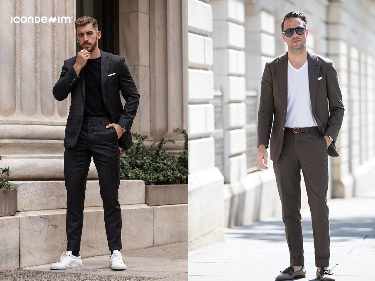 Phối áo Sweatshirt chất thun với quần âu và blazer