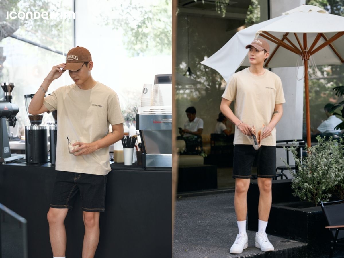 Áo thun form rộng và quần short phong cách street style