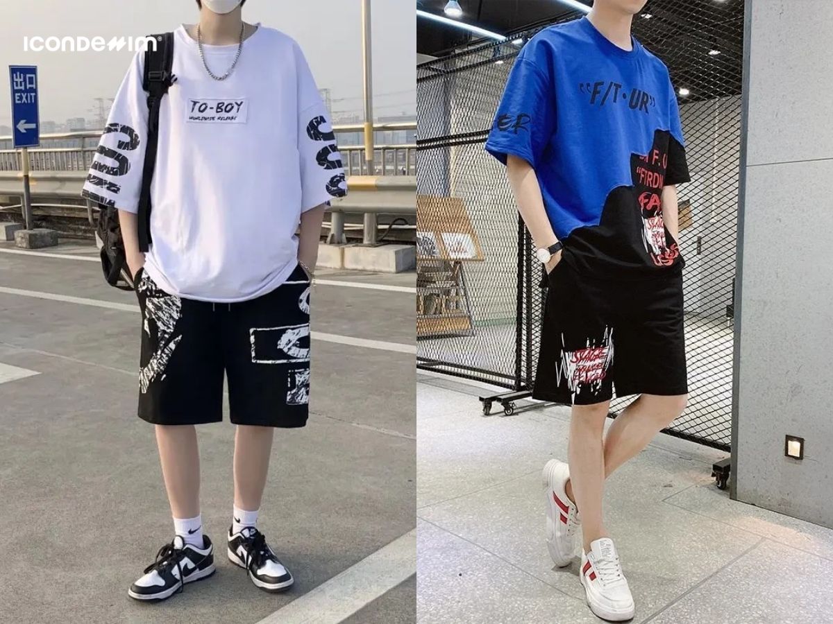 Phối áo thun oversize với quần short rộng