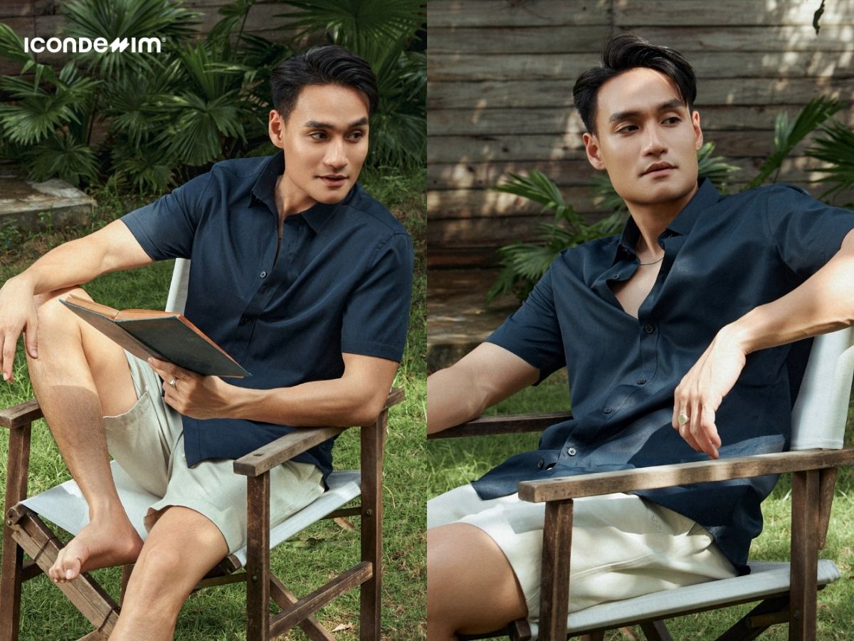 Phối đồ nam basic quần short và áo sơ mi tay ngắn