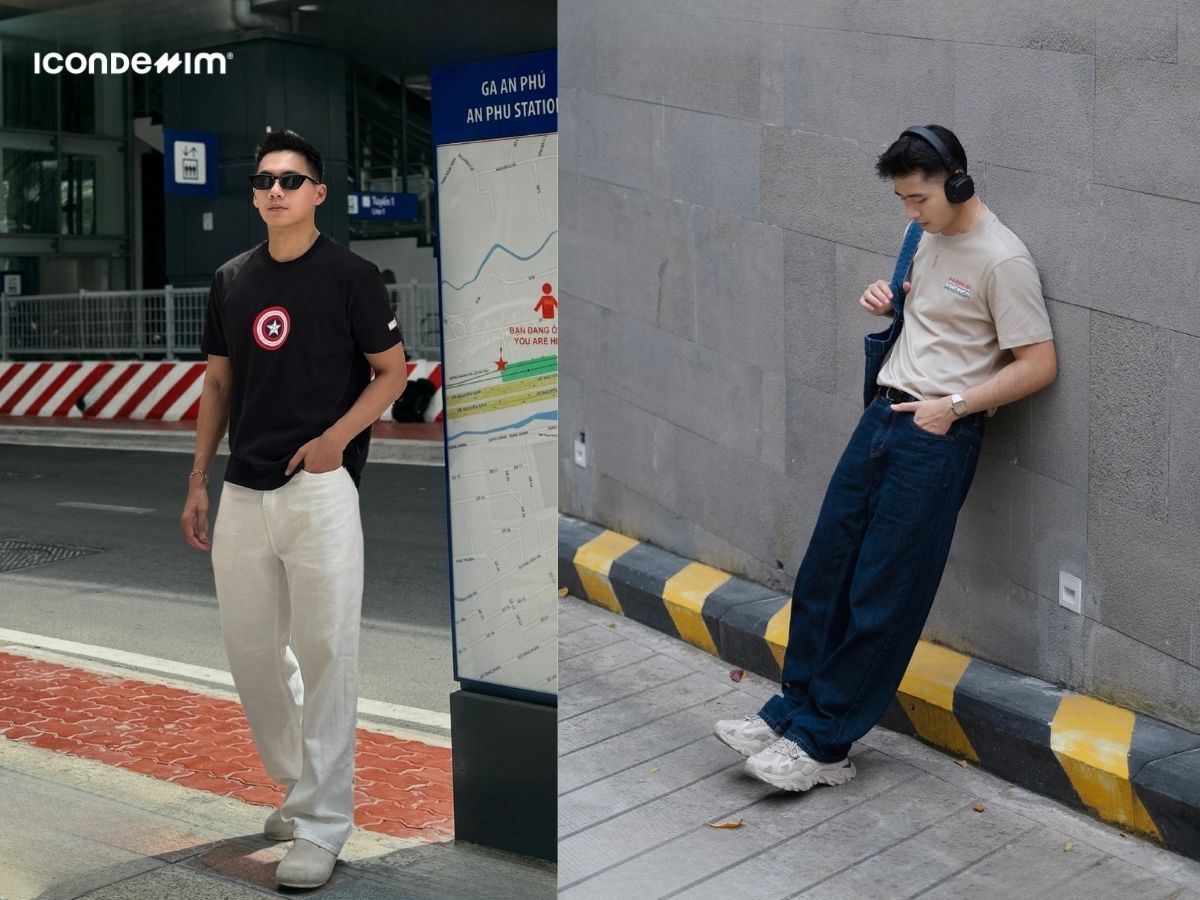 Quần baggy jeans và áo thun