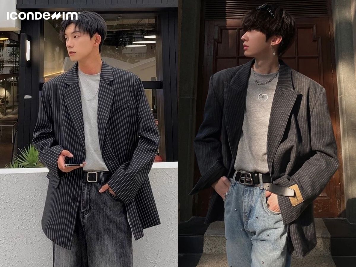 Chọn áo trong basic khi phối quần jeans và áo blazer