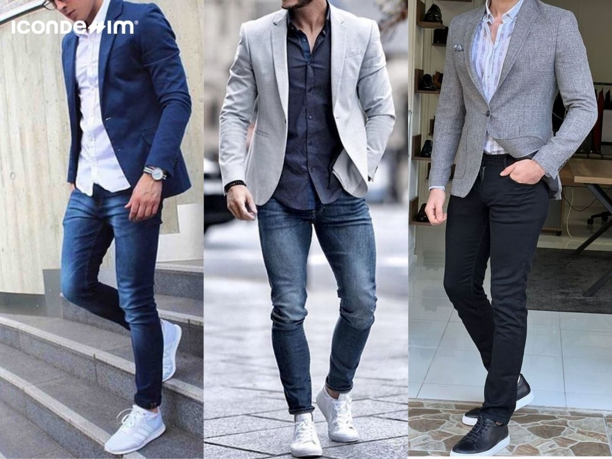 Áo blazer và quần jeans phong cách đường phố