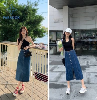 Cách phối đồ với chân váy dài qua gối nữ tính