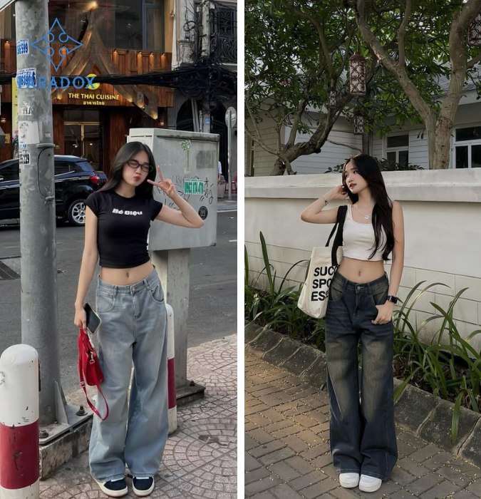 Cách phối đồ với quần ống rộng cho người lùn