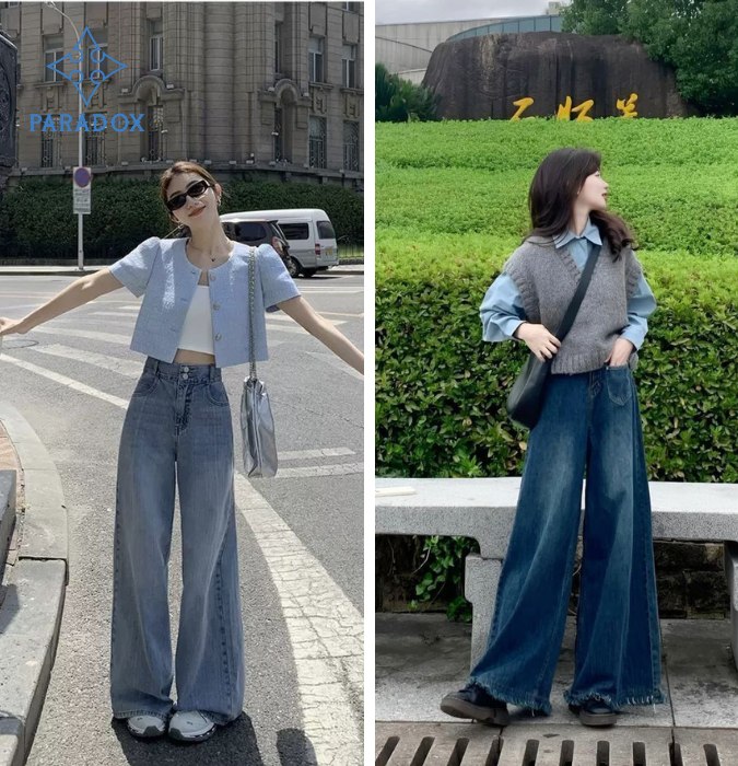 Quần ống rộng và áo croptop trẻ trung