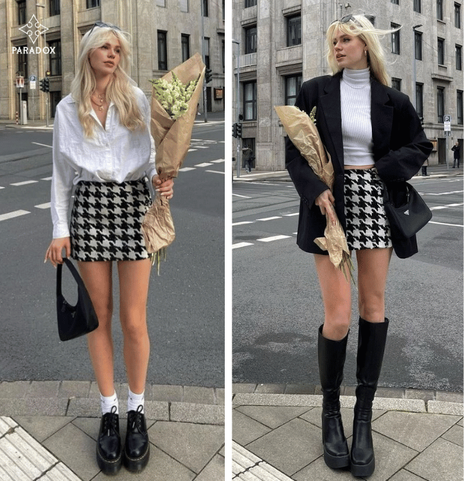 Chân váy dạ tweed phối với phụ kiện gì đẹp?