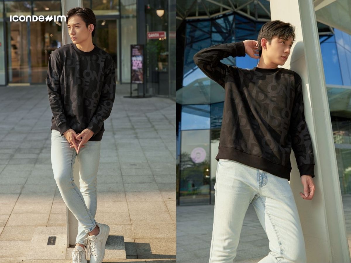 Mix áo sweatshirt với quần jeans