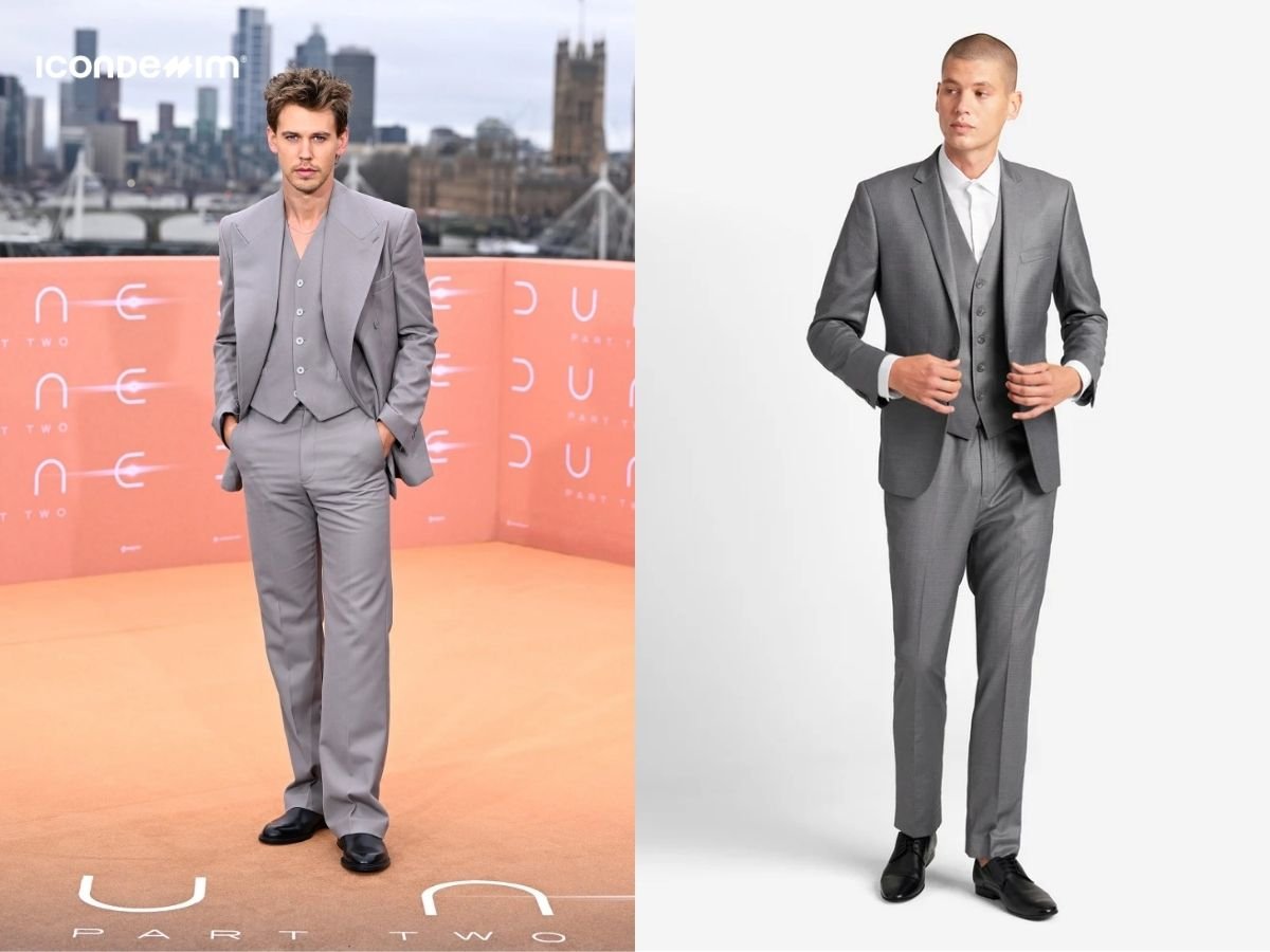 Kết hợp quần ghi với áo vest sang trọng