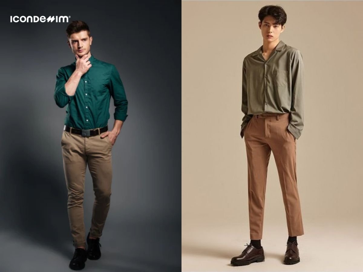  Diện quần nâu và áo xanh lá tạo vẻ ngoài lịch lãm, cổ điển
