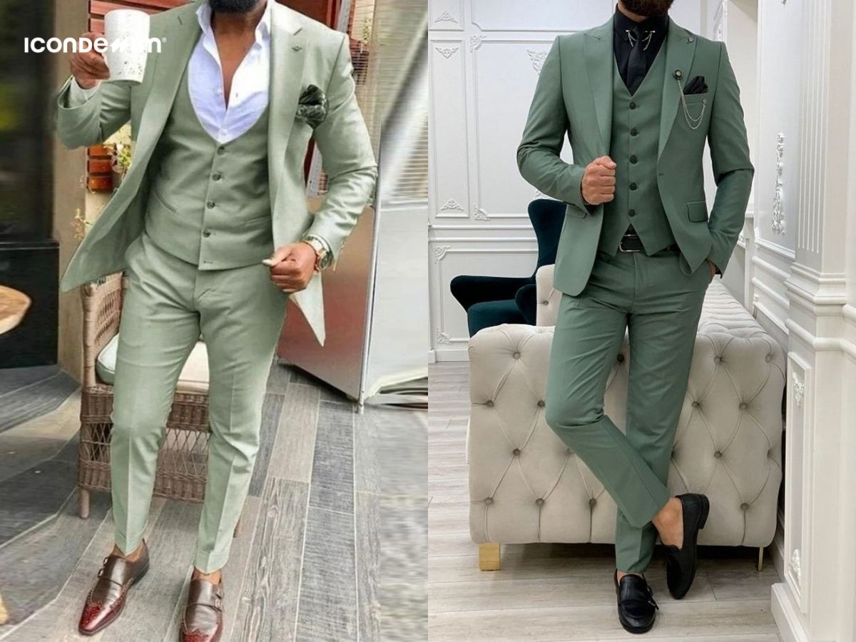  Diện vest xanh nhạt tôn lên làn da trắng và toát lên phong thái sang trọng, lịch lãm