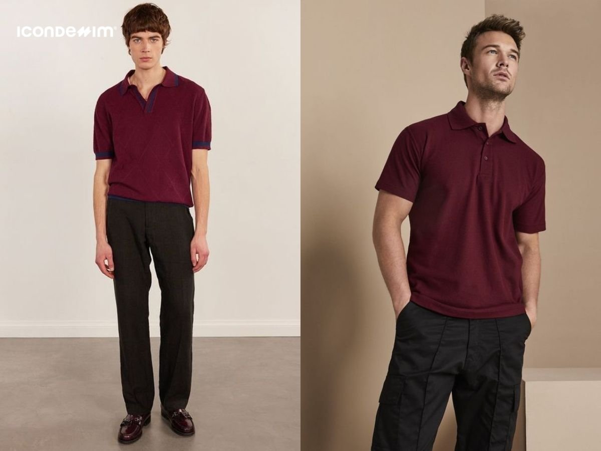 Phối quần đen với áo đỏ burgundy để tạo ấn tượng