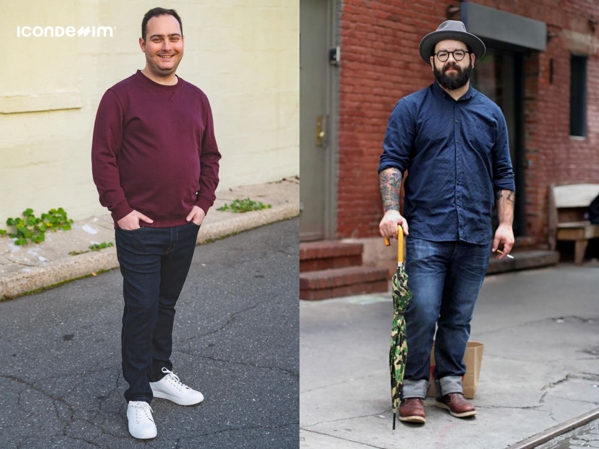 Nam giới mập lùn có thể phối áo thun hoặc áo sơ mi với quần jeans tối màu để che khuyết điểm