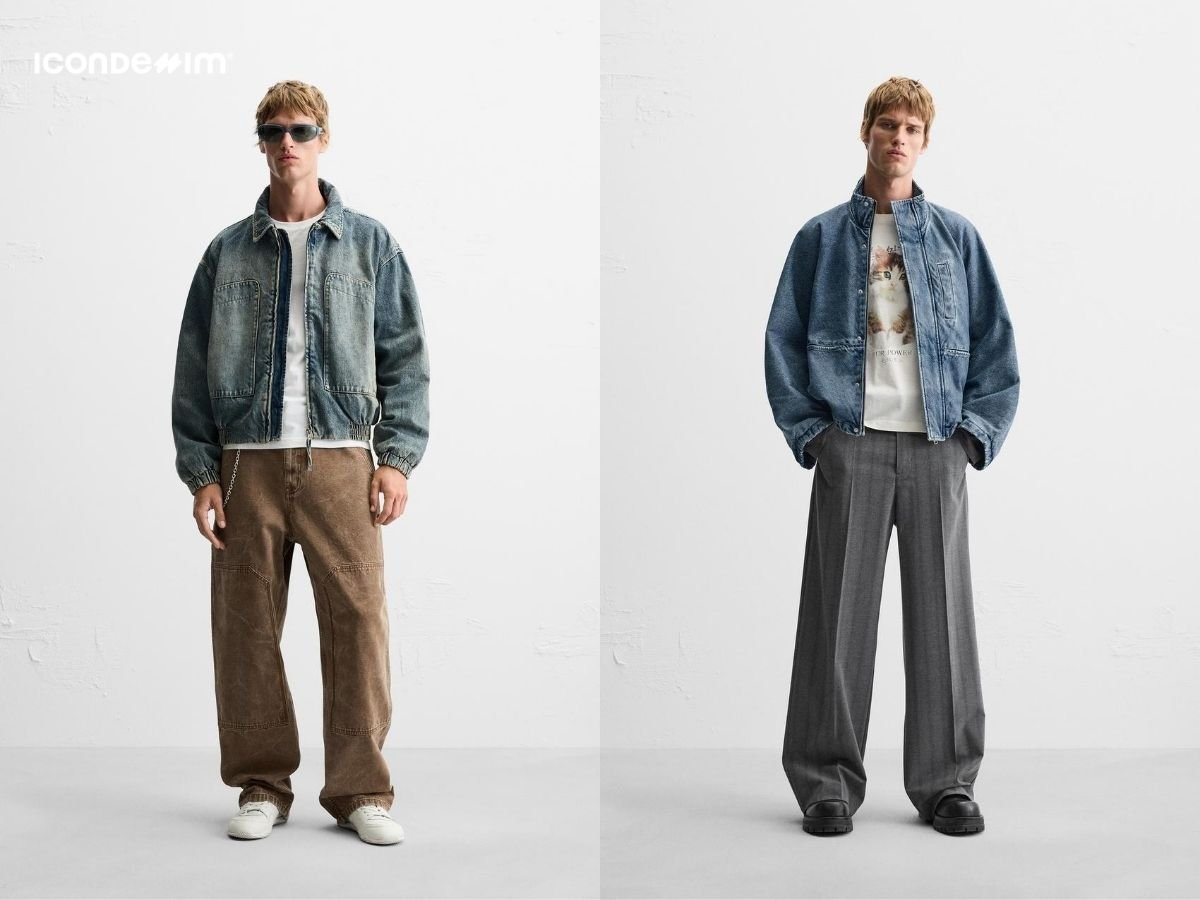 Áo khoác oversize và quần jeans ống rộng đậm chất retro