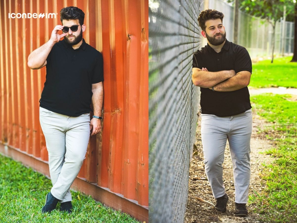 Phối đồ áo thun với quần ống suông cho nam mập