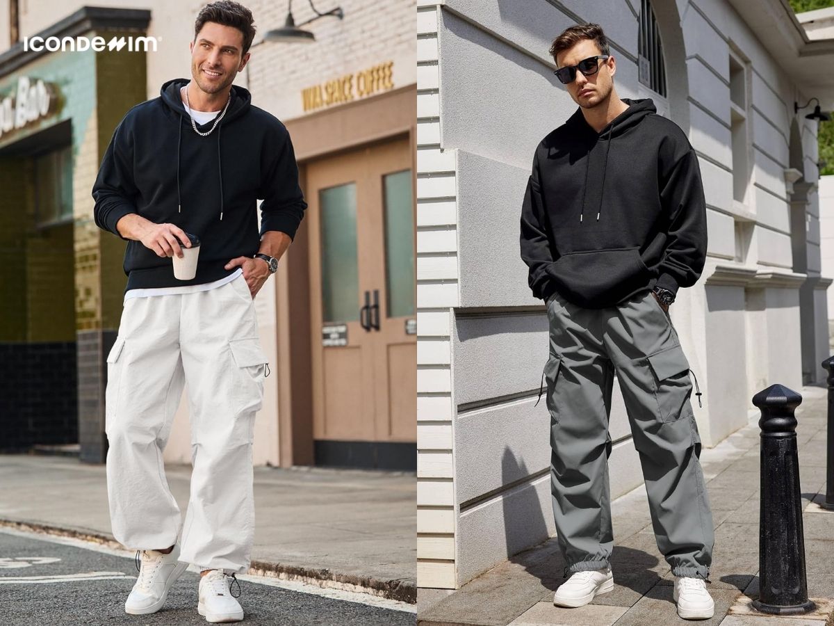Phối đồ với áo hoodie và quần ống rộng