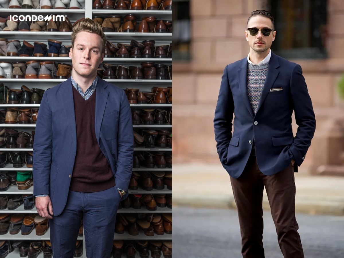 Layering với áo sweater nam cùng áo khoác blazer