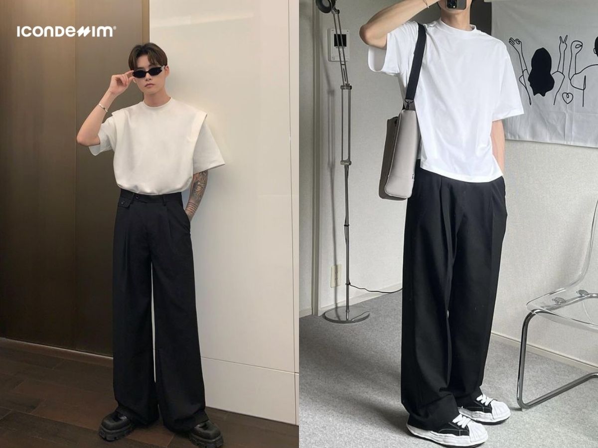 Phối quần ống rộng với áo thun mang lại vẻ ngoài trẻ trung và thời thượng
