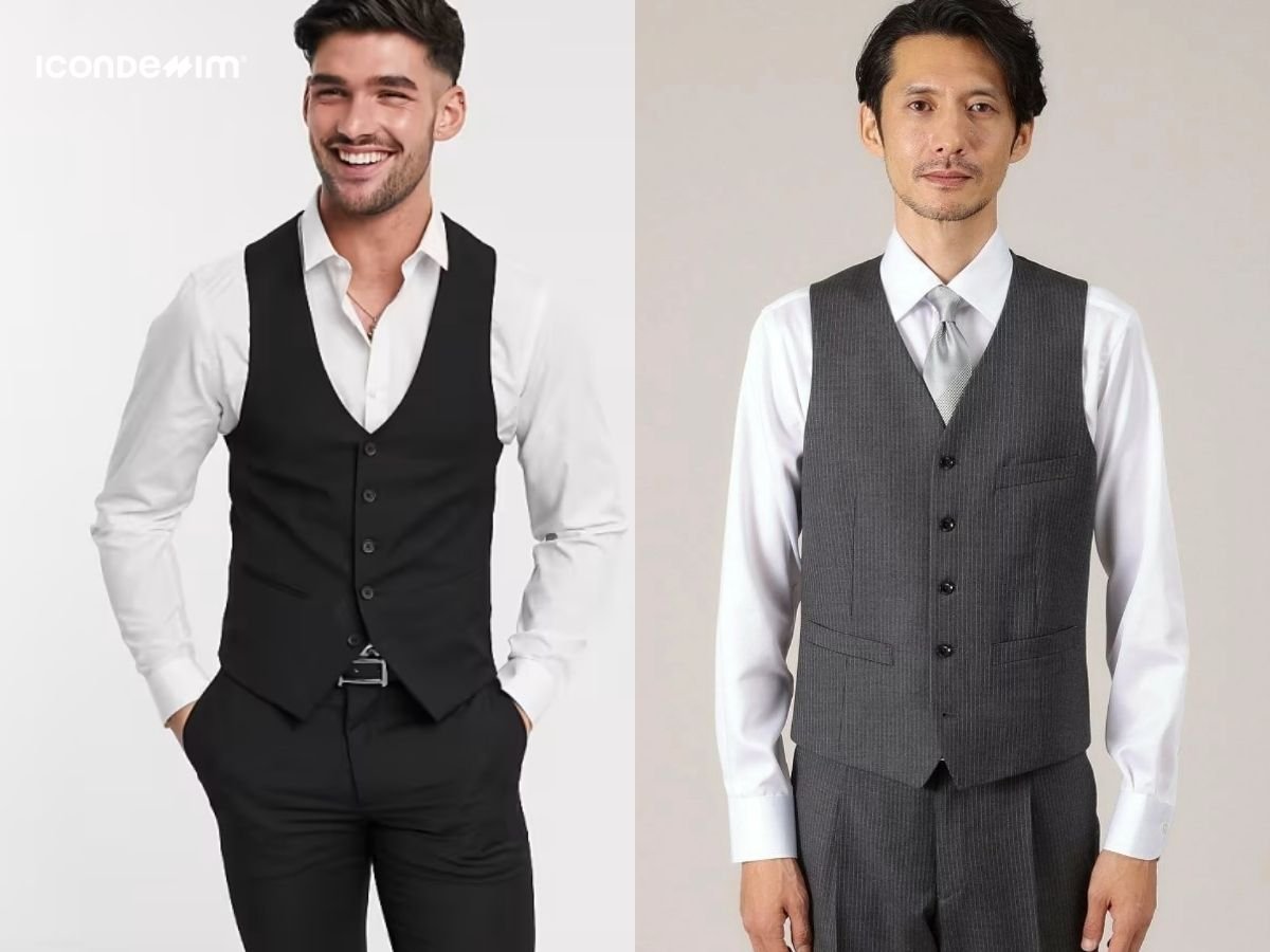 Mix and match áo gile và áo sơ mi trơn