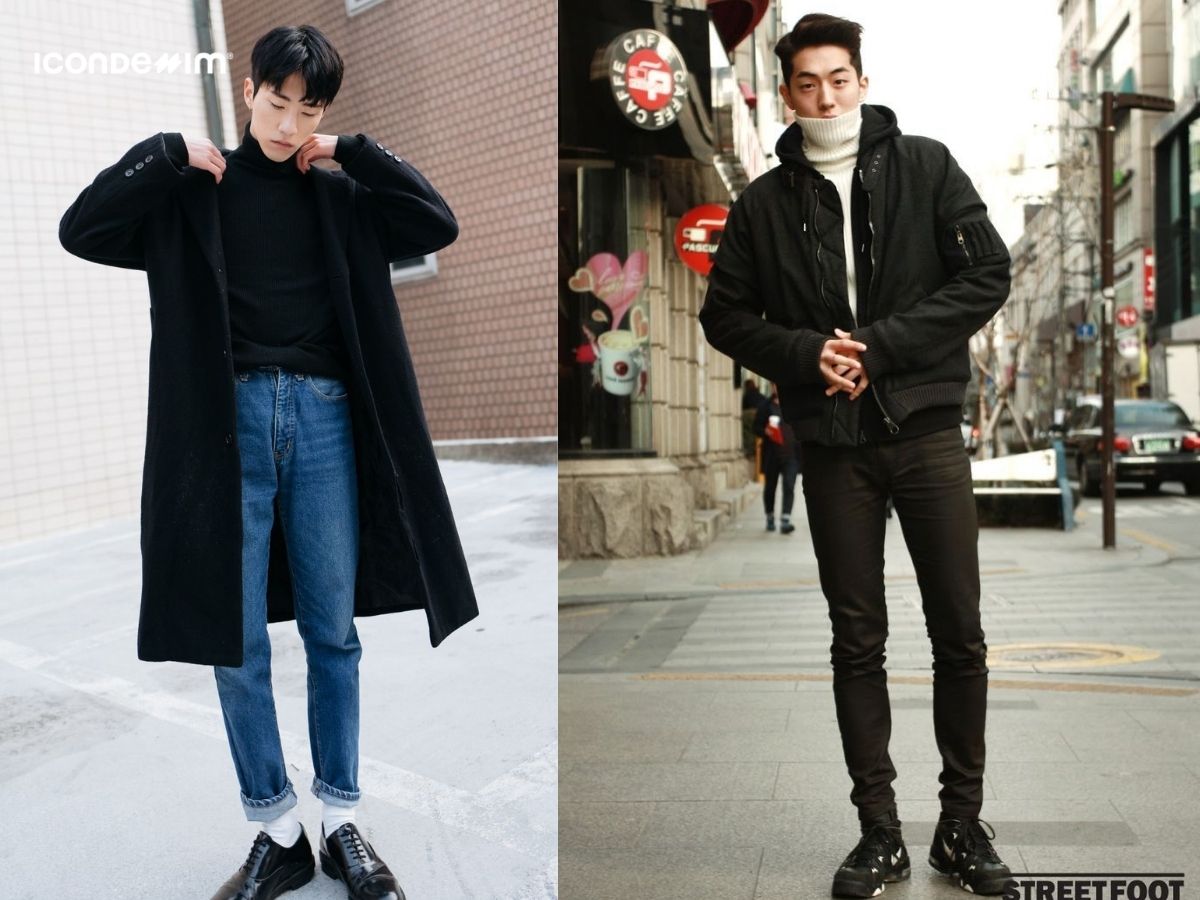 Mix and match quần jeans ôm với áo thun cổ lọ