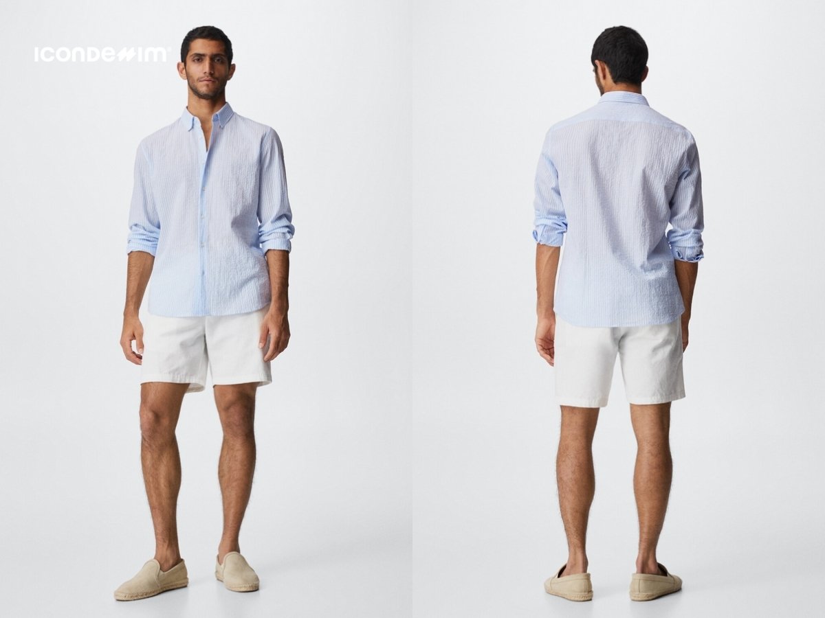 Mẫu áo sơ mi pastel vải seersucker