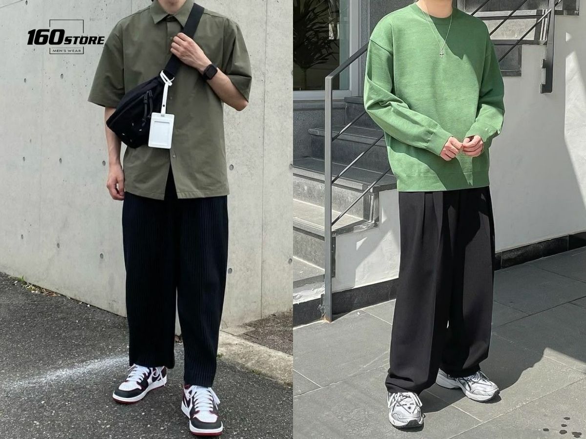 Màu đen kết hợp màu xanh lá