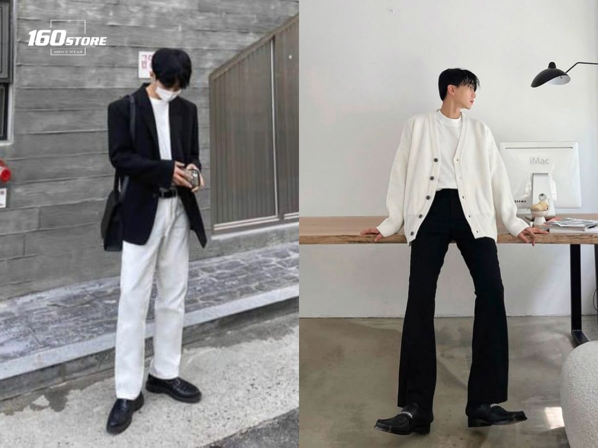 Màu đen phối màu trắng