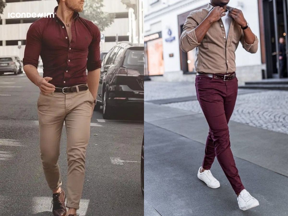 Màu đỏ phối với màu nâu nhạt