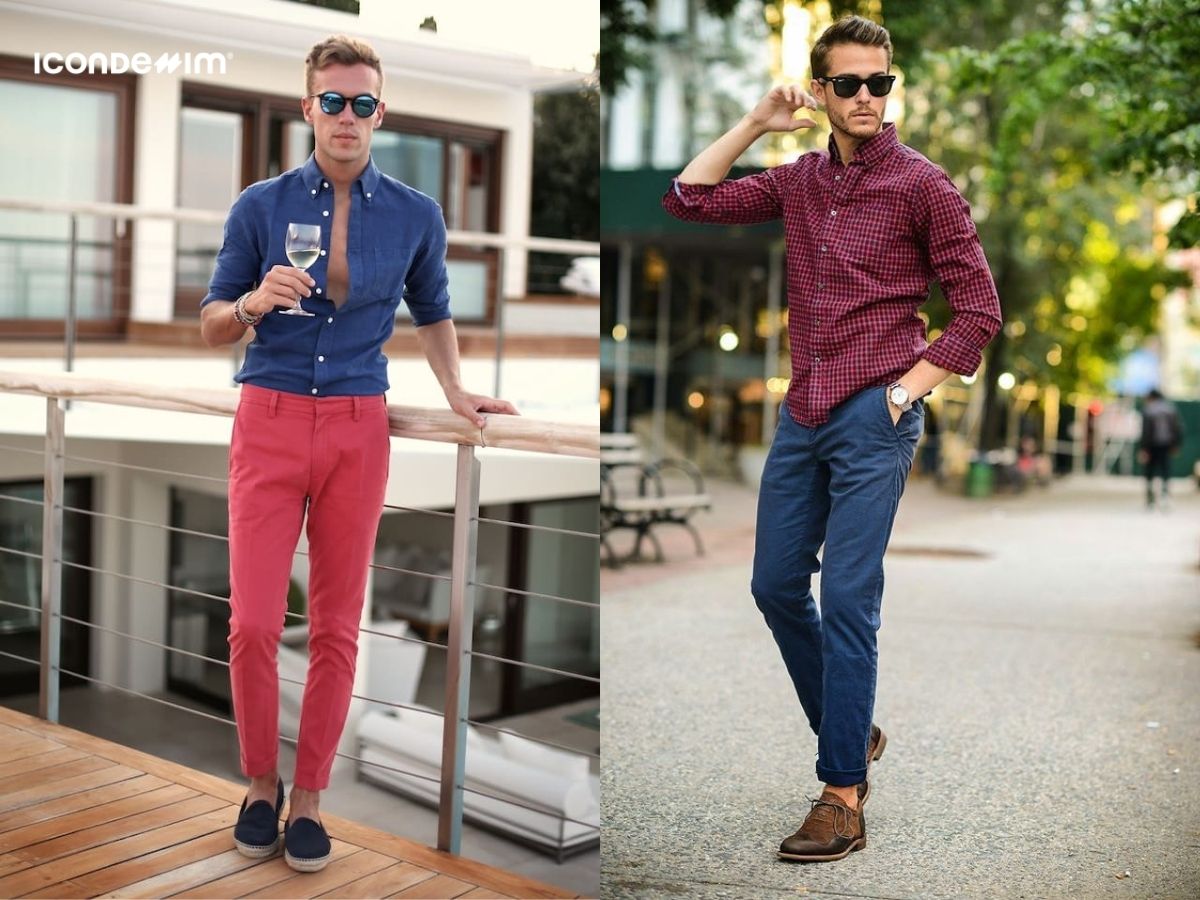 Màu đỏ phối với màu xanh navy