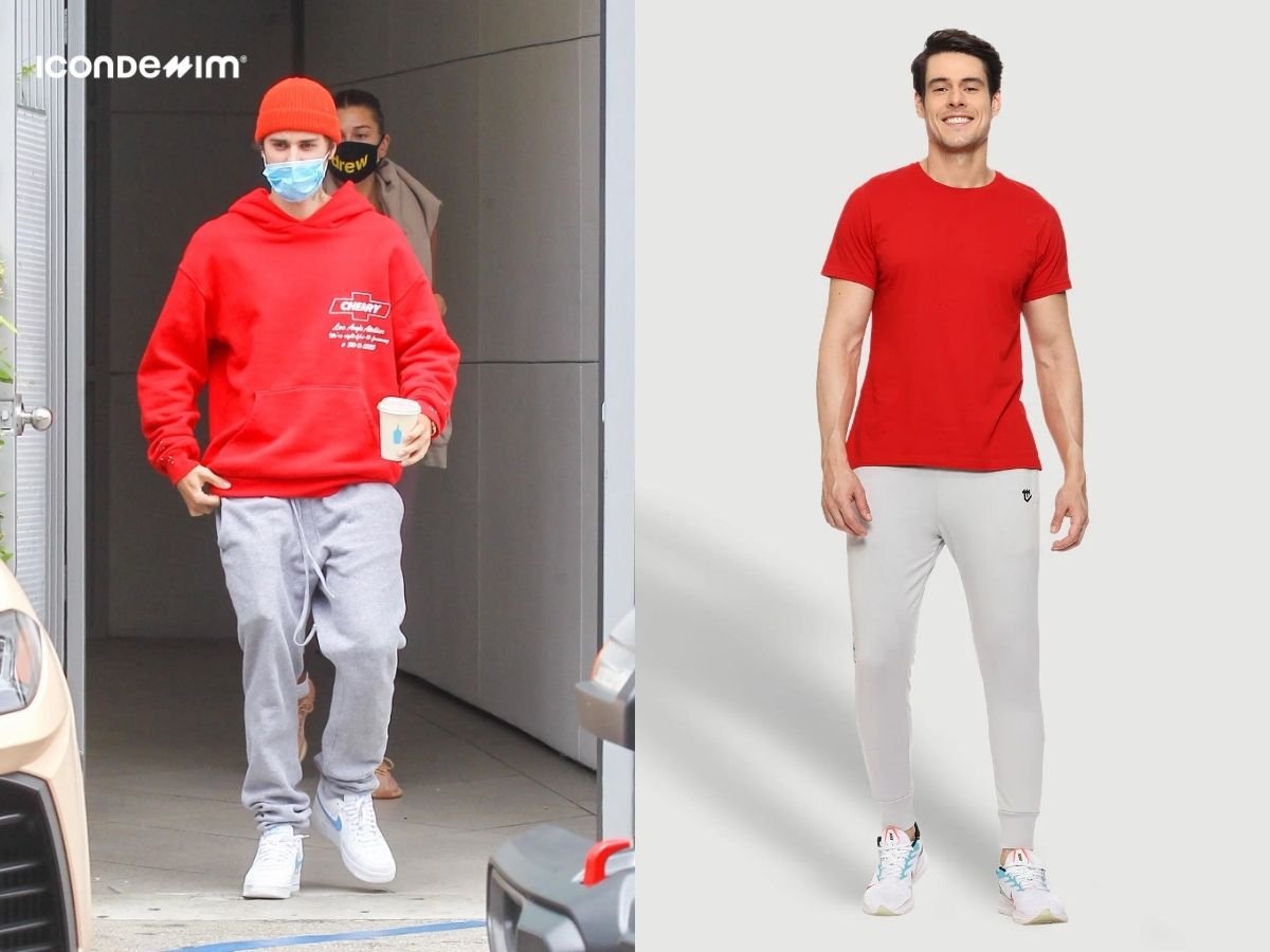 Mix áo đỏ với quần jogger