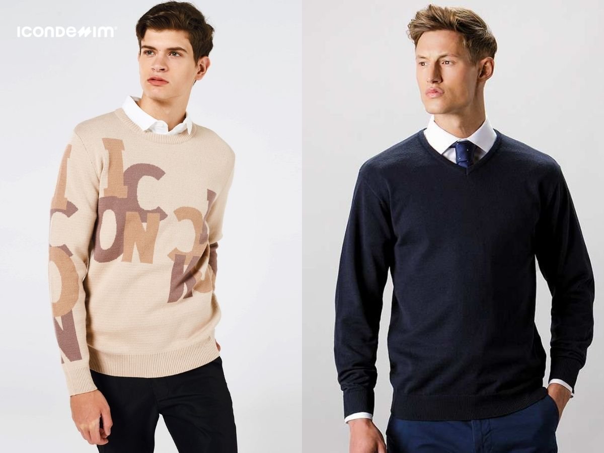 Mix áo sweater và áo sơ mi